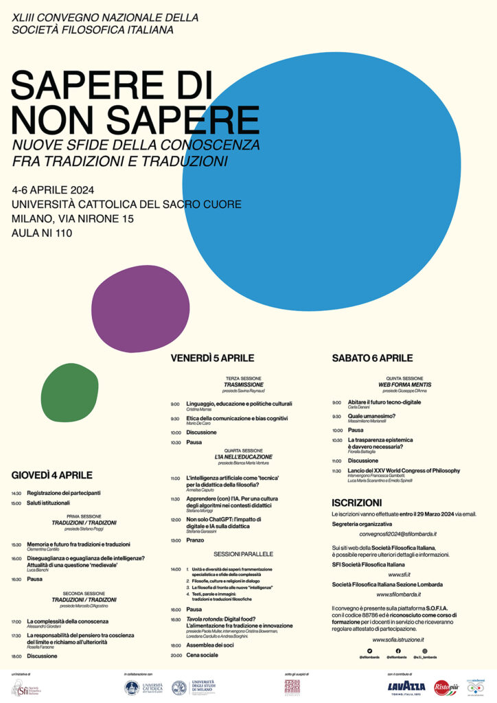 La locandina del Convegno Nazionale SFI a MIlano 4-6 aprile 2024
